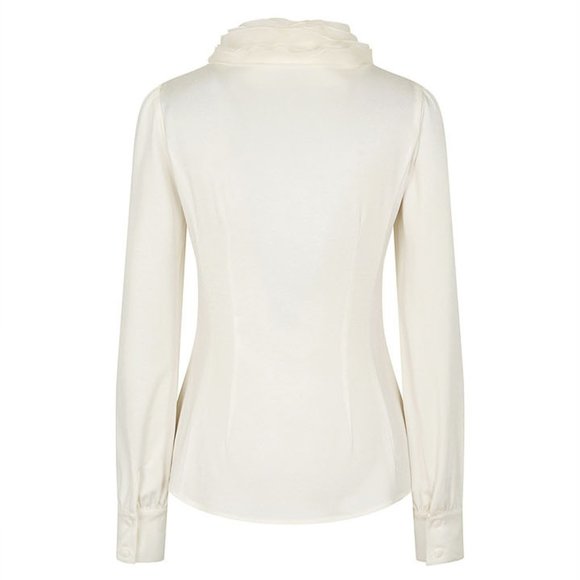 Ruffled Long Sleeve Ivory Blouse - Picture 7 of 12